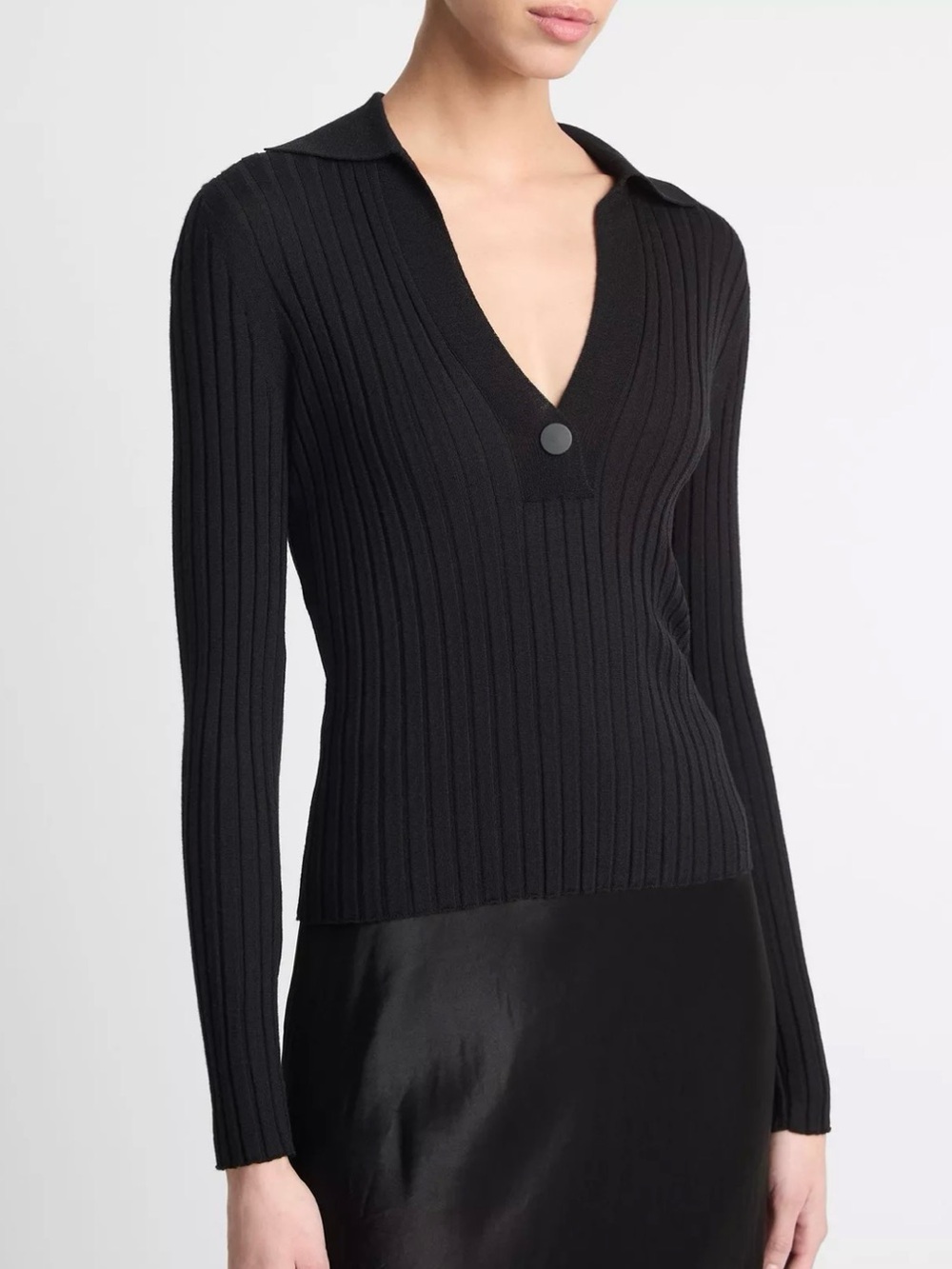 Vince Italian Wool-Blend Snap Polo Sweater